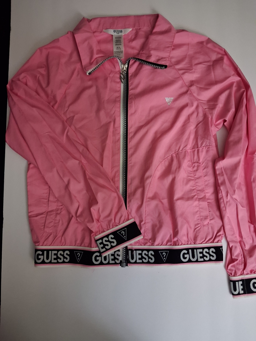 GUESS Pink Women's Logo-Trim Bomber Jacket